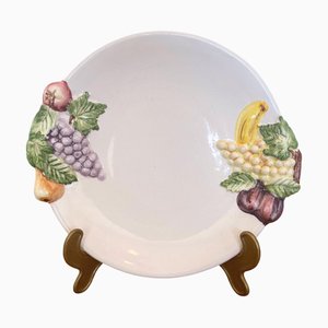 Majolica Glazed Ceramic Fruit Dish and Drainer, 1960s, Set of 2