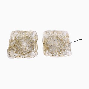 Plafonniers en Verre Bullé Ambré par Helena Tynell pour Limburg, Allemagne, 1970s, Set de 2