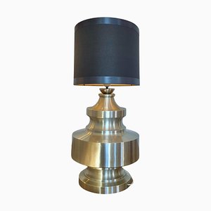Large Brushed Aluminum Table Lamp, Italy, 1970s