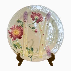 French Asparagus Plate from St Clément, 19th Century