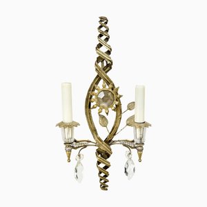 1960s Italian Sunburst Metal and Glass Sconce