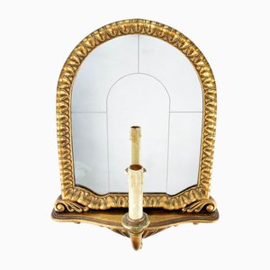 1940s Mirror With Wooden Gilded Frame and a Light