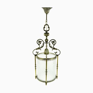 Antique French Glass and Brass Lantern