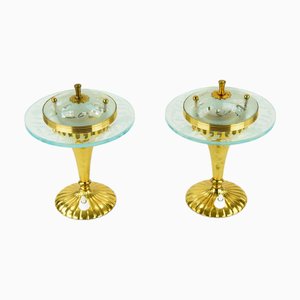 Lampes de Bureau en Laiton et Verre attribuées à Pietro Chiesa pour Fontana Arte, 1950s, Set de 2