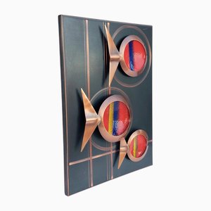 Copper Wall Art Decoration with 3D Effect, West Germany, 1950s