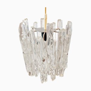 Lampada a sospensione in vetro acrilico ghiacciato di JT Kalmar, Austria, anni '60
