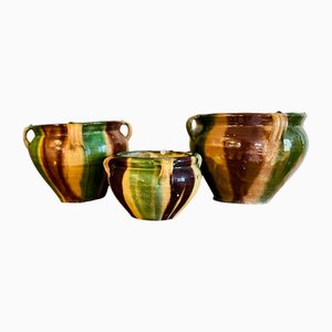 Portavasi e vasi antichi in terracotta, Francia, XIX secolo, set di 3