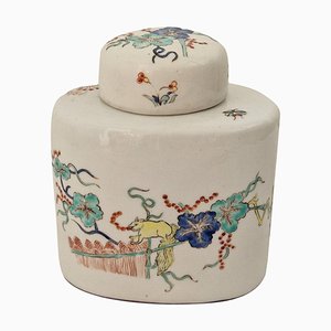 Mid-Century French Porcelain Tea Jar With Hand Painted Kakiemon Style Pattern