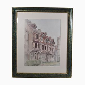 Französische Schule des 20. Jahrhunderts Aquarell "Fachwerkhäuser"