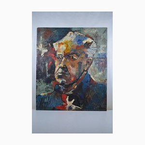 D. Jouroy (20th Century) “Portrait of a Man” Oil on Hardboard Signed and Dated 1967
