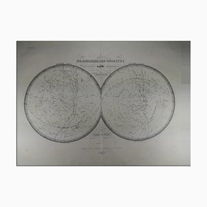 Piano celeste. Un'edizione originale del 1838 di una mappa celeste di Pierre M Lapie