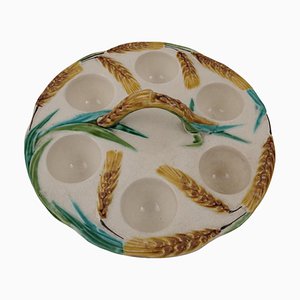 1920s French Majolica Egg Holder Caddy