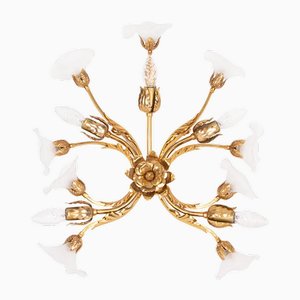 Grande Applique Murale avec Fleurs en Verre par Hans Kögl, 1960s
