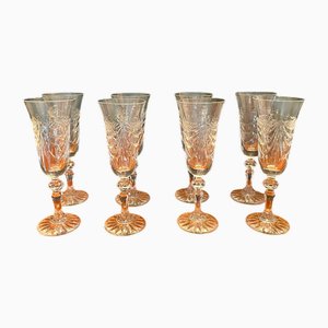 Mid 20th Century Hand Cut Crystal Champagne Flutes in Gerard Pattern from Cristallerie De Lorraine, Set of 8