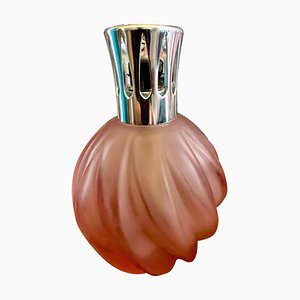 Lampe Berger en Verre Givré Rose Vintage 1970 "Verre Moule"
