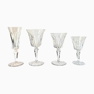 French Crystal Glasses Including Champagne, Red Wine, White Wine & Water Glasses from Saint Louis, 1950s, Set of 24