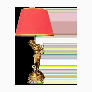 French Gilt Bronze Lyre Player Table Lamp Sculpture by Auguste Moreau, 1890