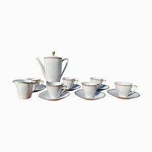 Service à Café Winterling Marktleuthen Bavaria en Porcelaine Fine avec Détails en Or Pur, 1949, Set de 14