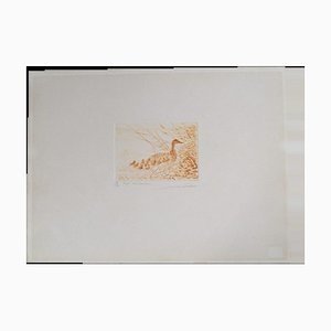 François Soulas 1932-1991 „Sologne, Les Canetons“ Kupferstich Signiert, betitelt, nummeriert 28/120.