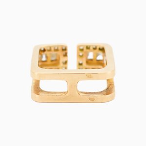 Bague Carrée en Or Jaune et Diamants par Jean Vendôme, 1980s