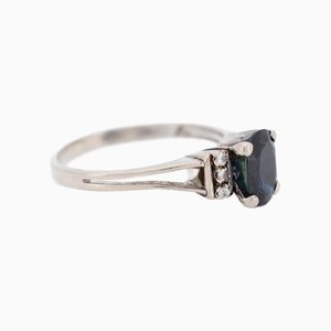 Bague en or et diamants avec saphir