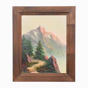 Walford, Mountain Landscape, Oil on Panel, Framed