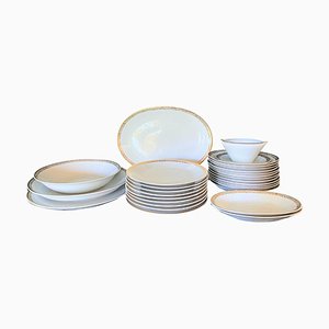 Porcelain Dinner Set with Pure Gold Details, 1957, Set of 26