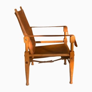 Wilhelm Kienzle Kaare Klint Wohnbedarf Oak, Cognac Leather Safari Chair, 1950s Reduced