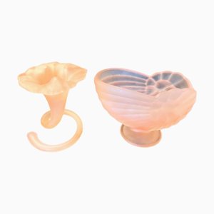 Vases Art Déco Rose Givré, France, 1920, Set de 2