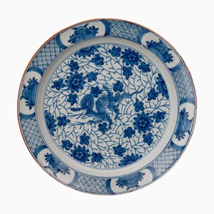 Greek Pottery Blue and White Dragon Dish Delft, 1722-1757