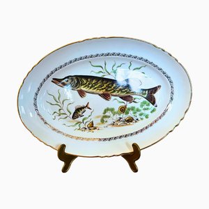 French Porcelain Dinner Fish Set, 1930, Set of 13