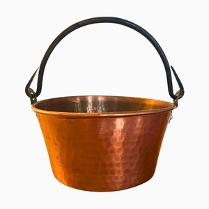 Olla de cobre francesa martillada a mano, siglo XIX, circa 1880