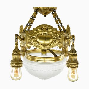 1900s Art Nouveau Brass Vienna Chandelier