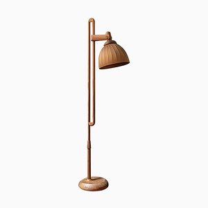 Lámpara de pie ajustable escandinava original de pino curvado de Hans-Agne Jakobsson, años 60