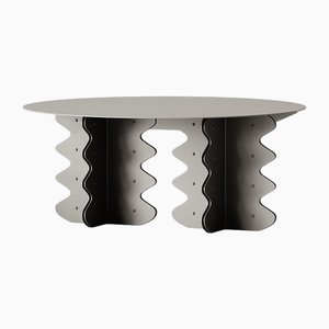 Round Coffee Table Wave Modern Metal Designer Side Table 49x29.5 Inch