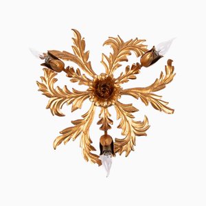 1950s Large Gilt Italian Flush Mount