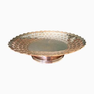 Mappin & Webb Art Deco Silver Plated English Basket Openwork Dish, Circa 1920