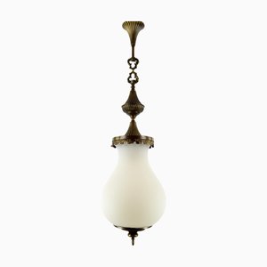 Lampada a sospensione in vetro di latte, anni '40
