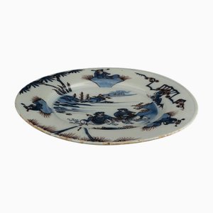 Assiette Chinoiserie Oriental Waterscape Bleu et Blanc de Delft Circa 1680