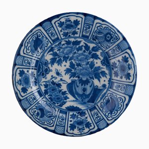 Large Blue and White Dish With Flower Vase Delft, 1670-1690