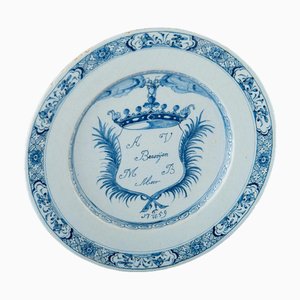 Delft Blue and White Armorial Plate With the Coat of Arms Delft, 1686-1701