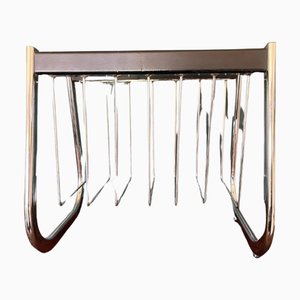 Vintage French Mid-Century Modern Chromed Magazine Rack, Circa 1960