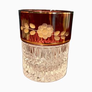 French Hand Cut Crystal Cranberry Tumblers Set of 6, Circa 1960