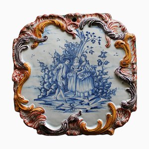 Delft Polychrome Plaque With a Courteous Scene Delft, Circa 1760