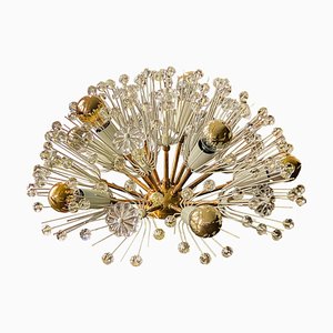 Half Snowball Starburst Flush Mount in Brass and Crystal Glass by Emil Stejnar for Rupert Nicoll, Austria, 1960s