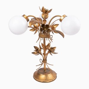 Large Italian Gilt Flower Table Lamp attributed to Hans Kögl, 1960s