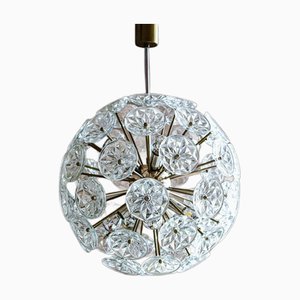 Lampadari Starburst in metallo cromato e vetro di Val Saint Lambert, Francia, anni '60, set di 2