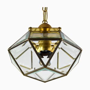 Mid-Century Laterne aus Messing & Glas
