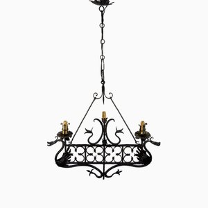 Vintage Italian Wrought Iron Ceiling Lamp