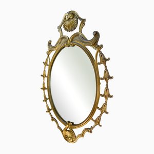 Espejo Mid-Century oval de latón